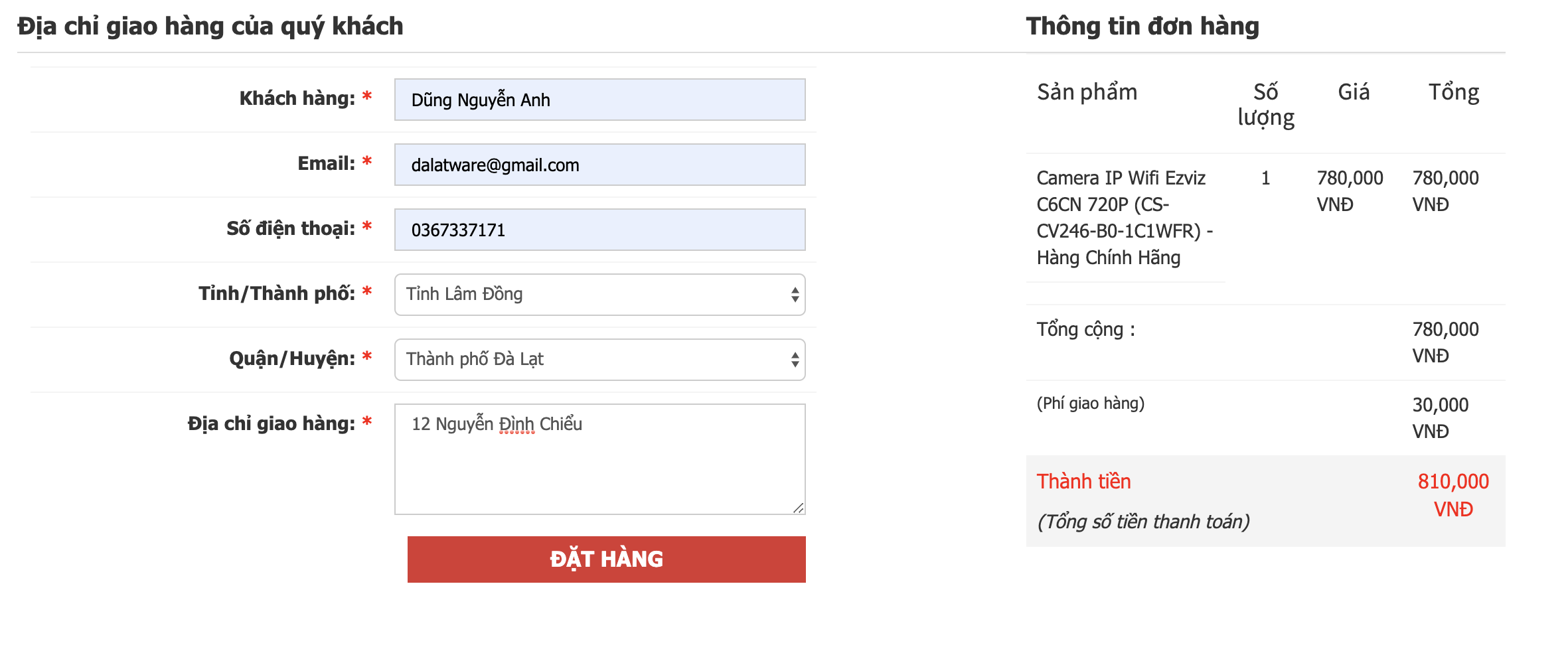 huong dan nhap thong tin dat hang