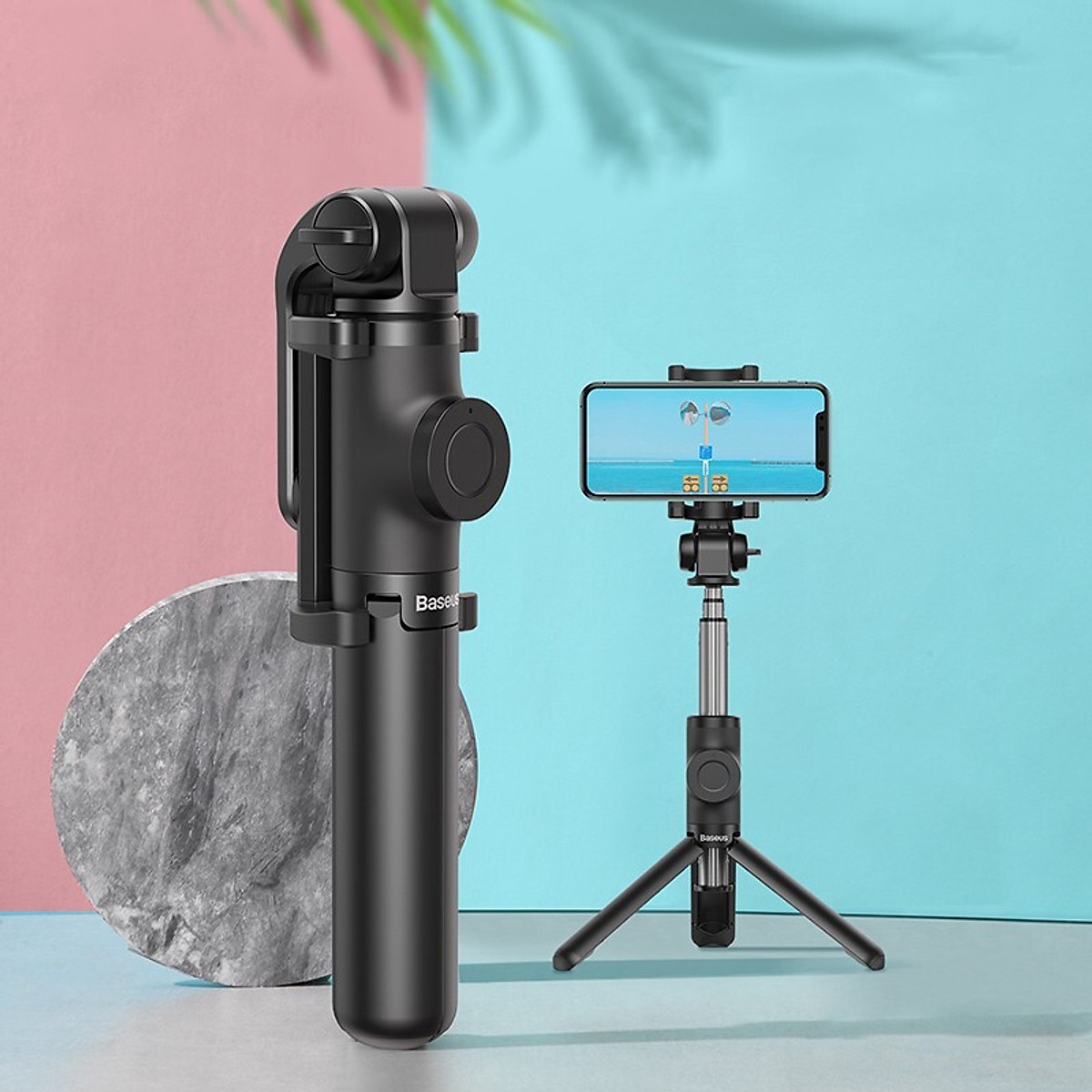 Gậy chụp hình ảnh selfie đa năng 2 in 1 kèm remote bluetooth không dây hiệu Baseus Lovely Bluetooth