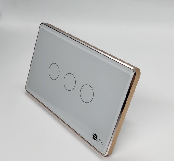 Công tắc Tuya Zigbee chữ nhật 3 nút viền nhôm