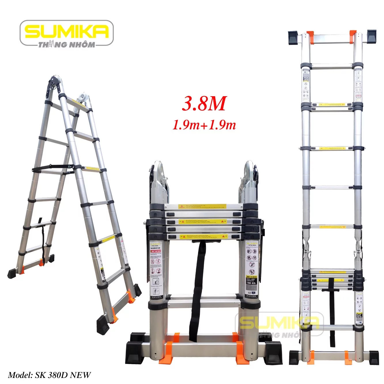 Thang nhôm rút đôi chữ A Sumika SK 380D NEW