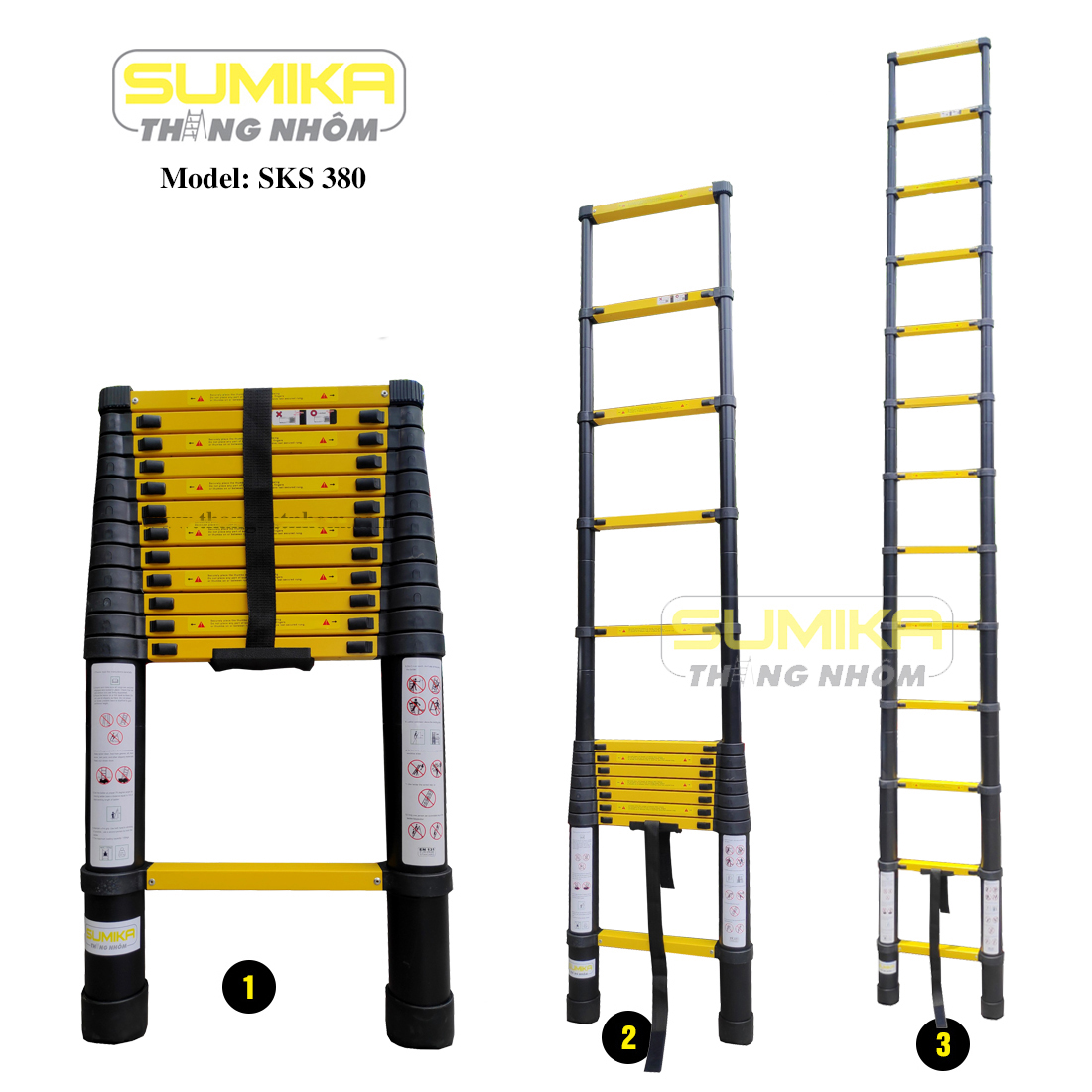 Thang nhôm rút đơn Sumika SKS 380 (Sơn tĩnh điện 3.8M)