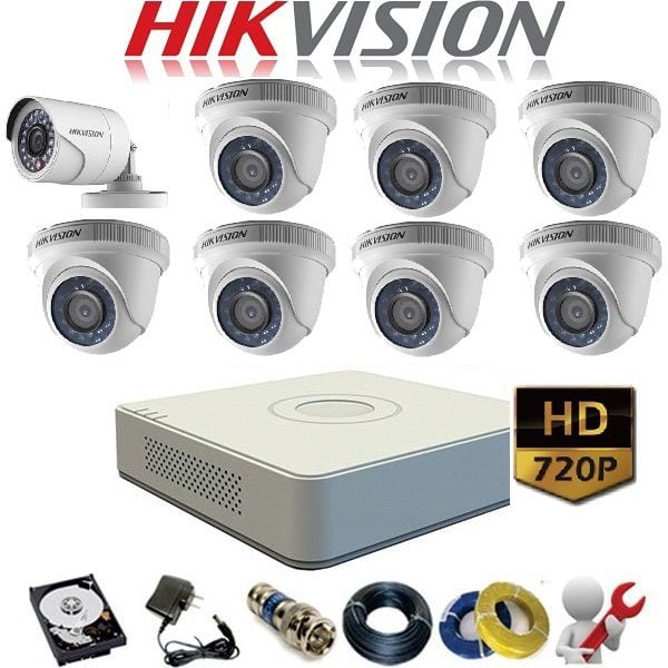 Lắp đặt trọn bộ 8 Camera TVI 1MP Hikvision