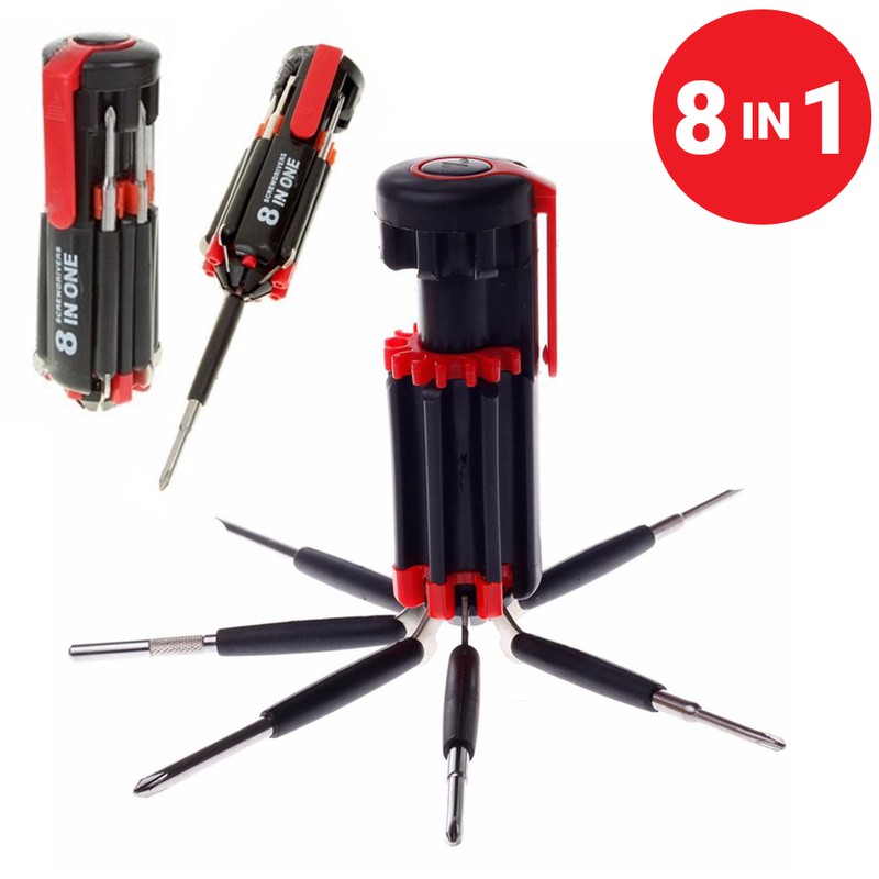 Vít vặn đa năng 8 đầu có kèm đèn pin